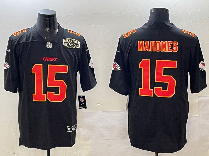 Men Kansas City Chiefs #15 Mahomes Black 2025 Nike Vapor Limited NFL Jersey style 2094